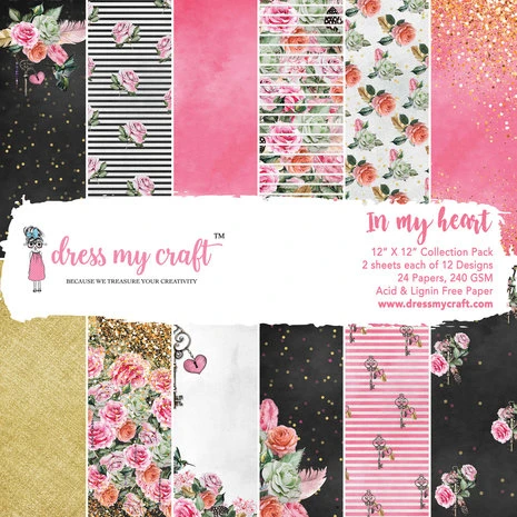 Dress My Craft - In My Heart 12x12 Inch Paper Pad 1 Dress My Craft - In My Heart 12x12 Inch Paper Pad