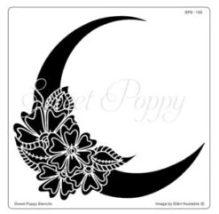 Sweet Poppy Stencil: Floral Crescent Moon