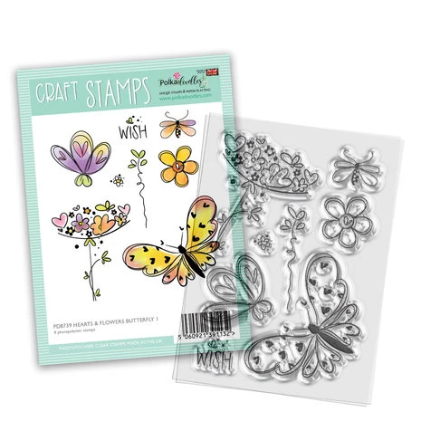 Polkadoodles Hearts And Flowers Butterfly 1 Craft Stamps (8pcs) 1 Polkadoodles Hearts And Flowers Butterfly 1 Craft Stamps (8pcs)