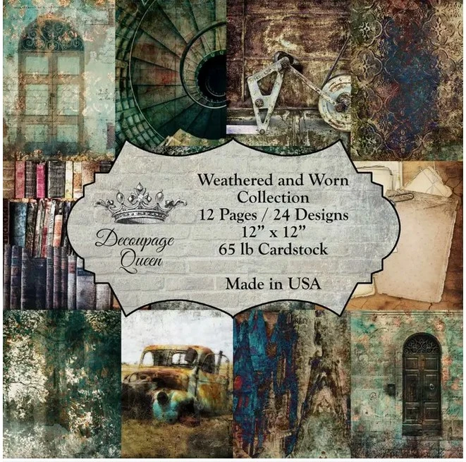 Decoupage Queen - Weathered And Worn Scrapbook Set - 12" X 12" 1 Decoupage Queen - Weathered And Worn Scrapbook Set - 12" X 12"